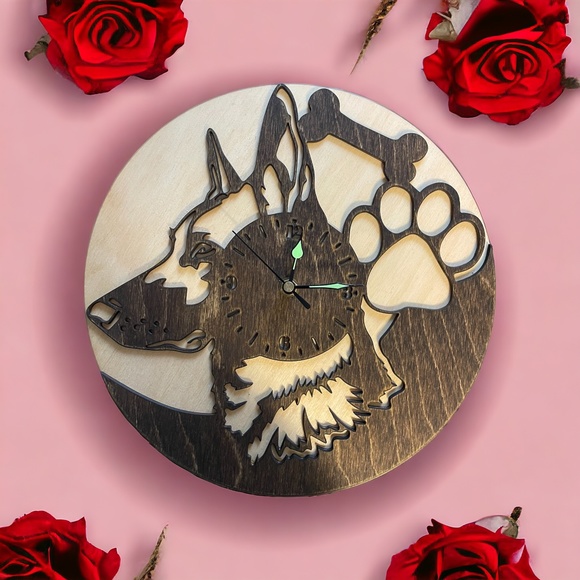 Dog Clock, 11" Paw-some Timekeeping: Laser-Cut Wooden Clocks - Picture 1 of 6